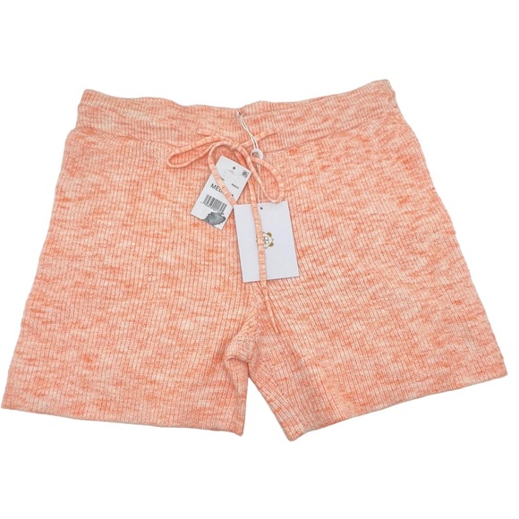 WAYF Ribbed Knit Drawstring Shorts Peach Size Medium - Picture 2 of 11